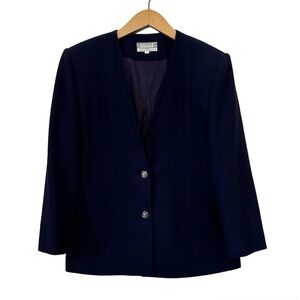 Vintage Women's Wool Dark Blue Blazer 12 Petite
